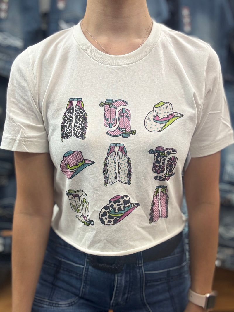 Boots, Chaps & Cowboy Hats Tee - White