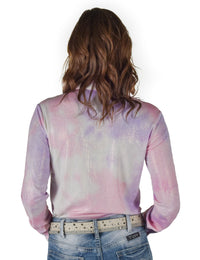 Cowgirl Tuff Pullover Arena Shirt - Light Pink Sparkly Tie Dye