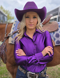 Cowgirl Tuff Pullover Arena Shirt - Prince Purple Satin