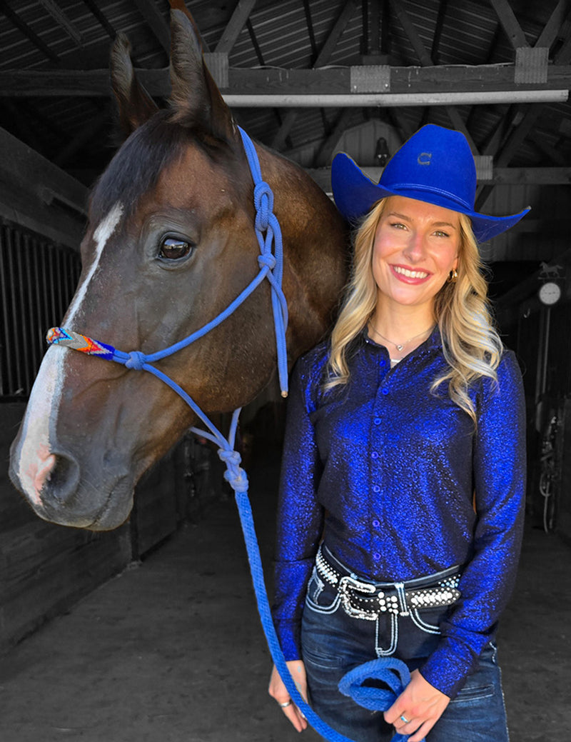 Cowgirl Tuff Pullover Arena Shirt - Indigo Shimmer