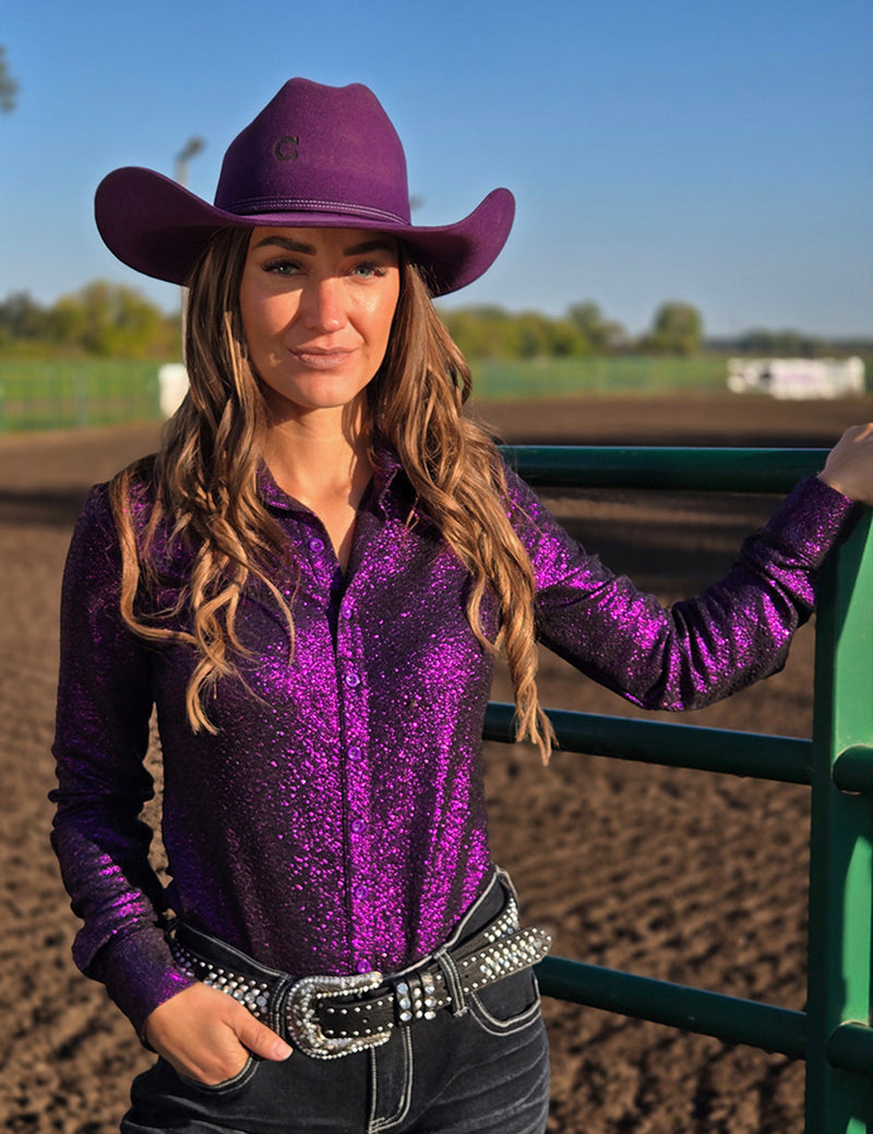 Cowgirl Tuff Pullover Arena Shirt - Grape Shimmer