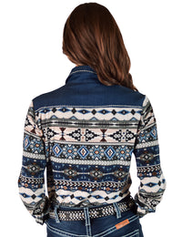 Cowgirl Tuff Pullover Arena Shirt - Aztec Blue