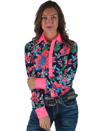 Cowgirl Tuff Pullover Arena Shirt - Navy & Watermelon Floral