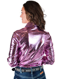 Cowgirl Tuff Pullover Arena Shirt - Pink Mist Foil