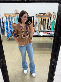 Jacinta Top - Brown Floral