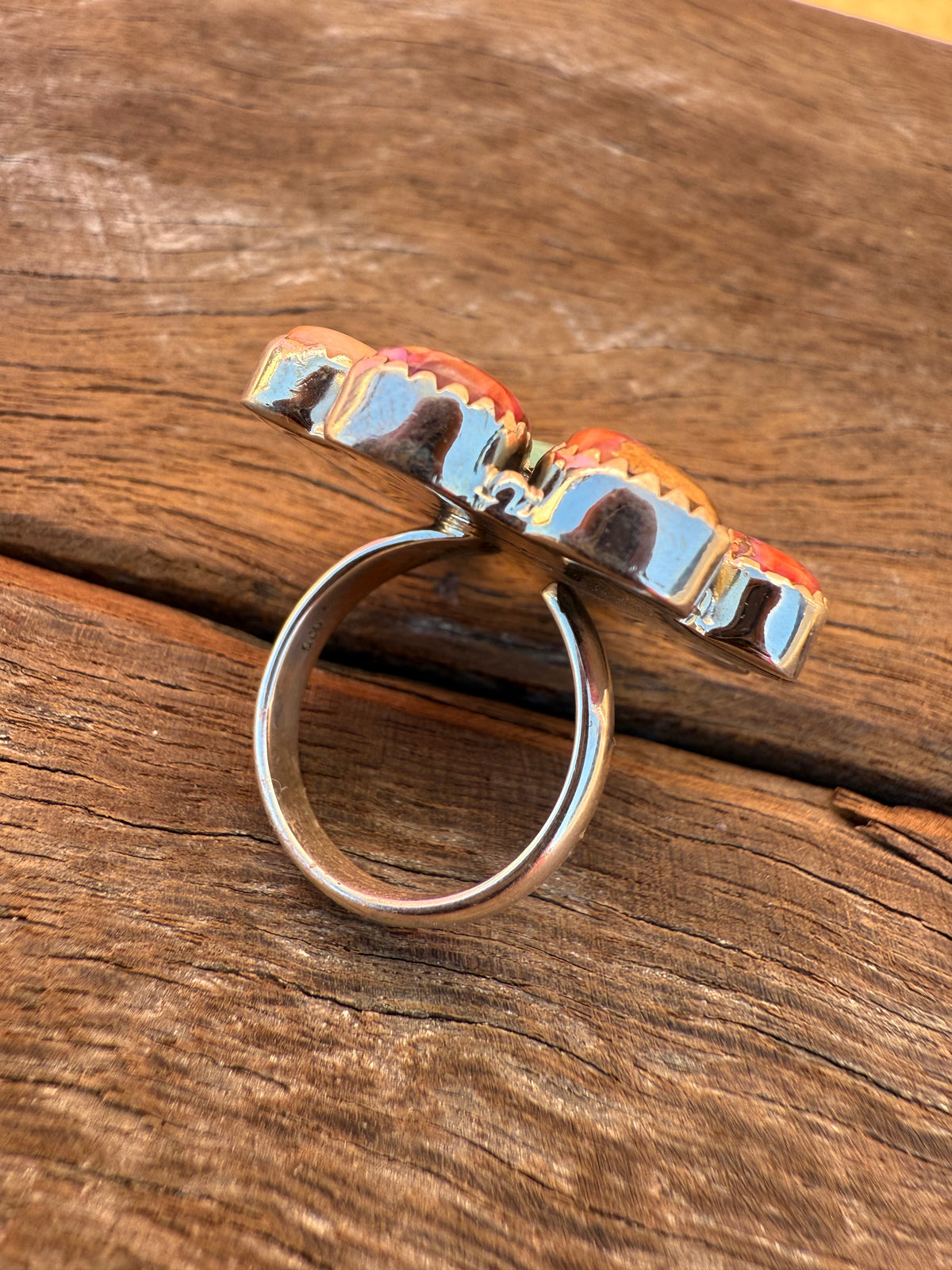 Bloom Adjustable Ring - Dahlia & Turquoise/White Buffalo Stones