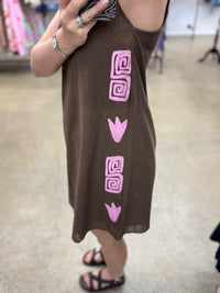 Faye Mini Dress - Chocolate & Pink