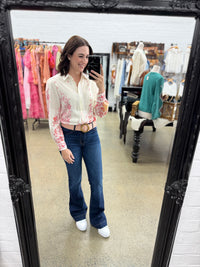 Blair Top - White & Pink Floral