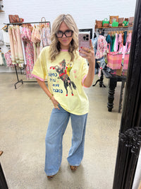 Cowgirls & Cocktails Oversized Tee - Yellow