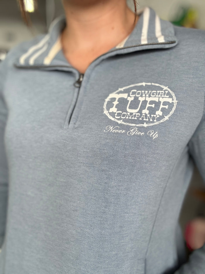 Cowgirl Tuff Jumper - Light Blue/White Print