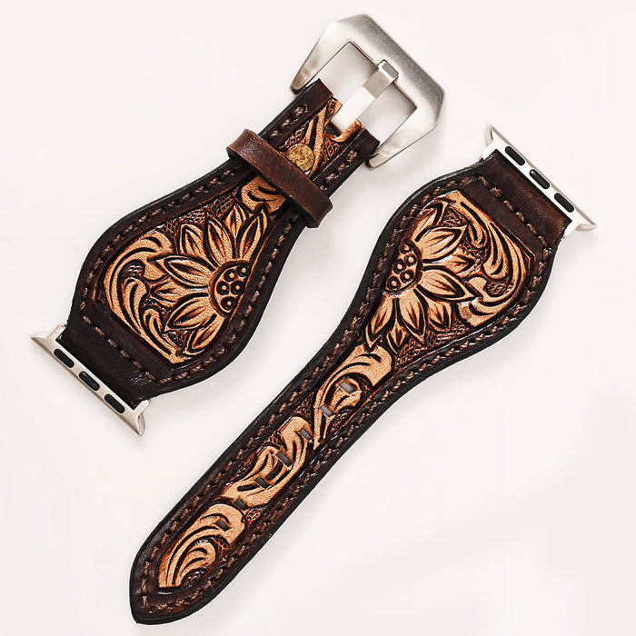 Leather Apple Watch Band -  Floral