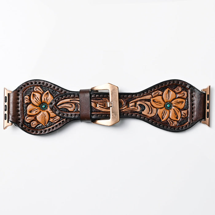Leather Apple Watch Band - Floral