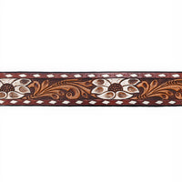 Western Belt - White Floral Inlay