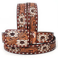 Western Belt - White Floral Inlay