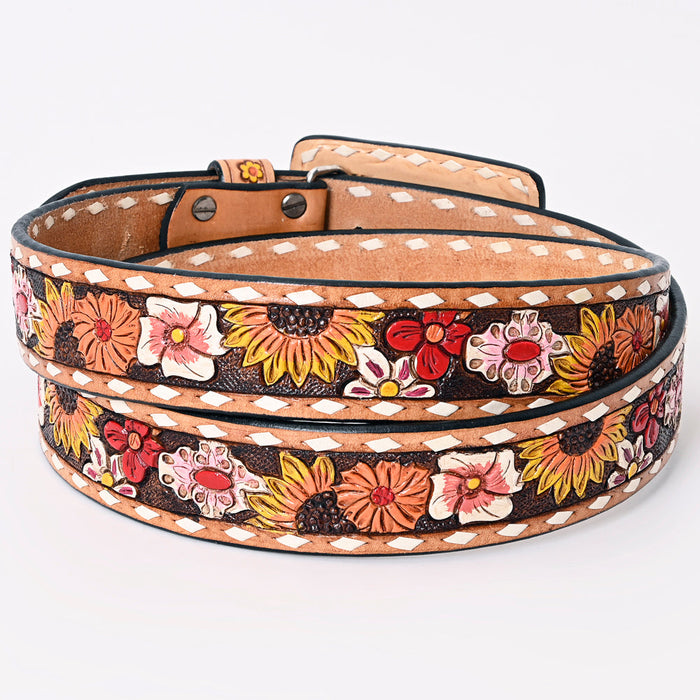 Western Buckle Belt - Floral Stitch