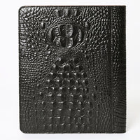 Tooled Crocodile Embossed Portfolio Cover - Black