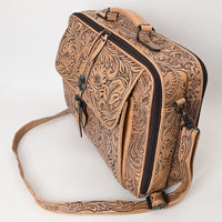 Clover - Carved Leather Western Laptop Bag/ Briefcase