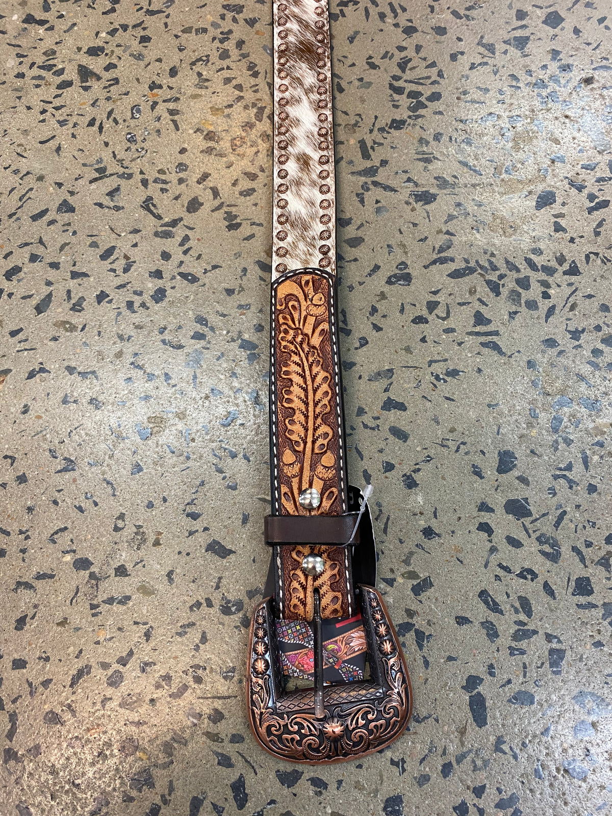 Western Belt - Cowhide Floral