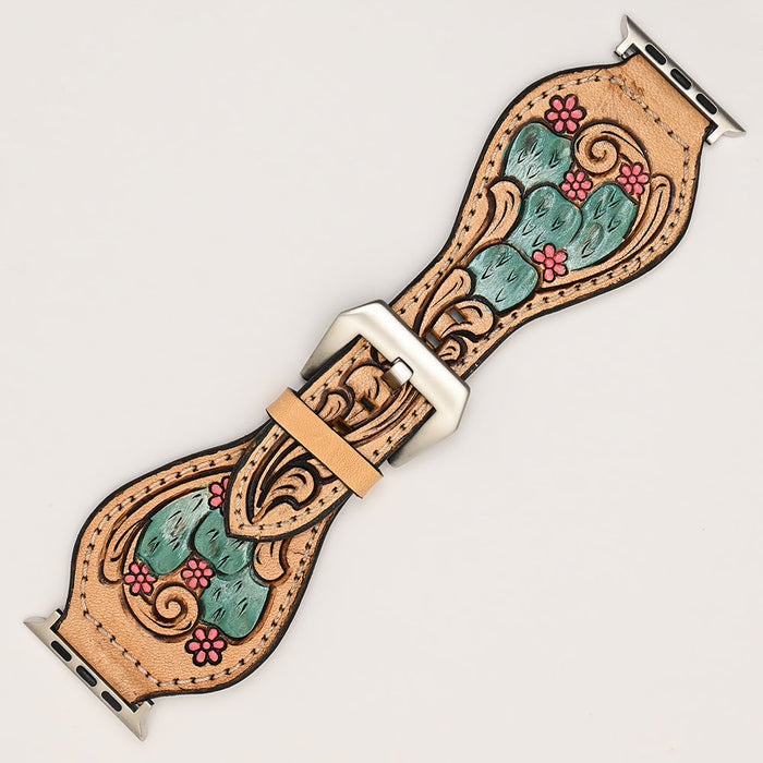 Leather Apple Watch Band - Cactus Tooled