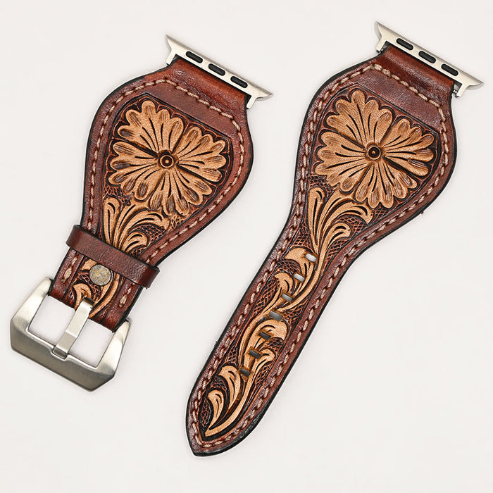 Leather Apple Watch Band - Dark Floral