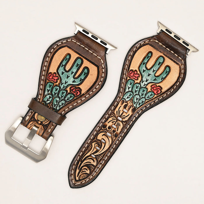 Leather Apple Watch Band -  Cactus Rose