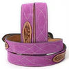 Western Belt - Floral Tooled Purple Suede