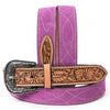 Western Belt - Floral Tooled Purple Suede