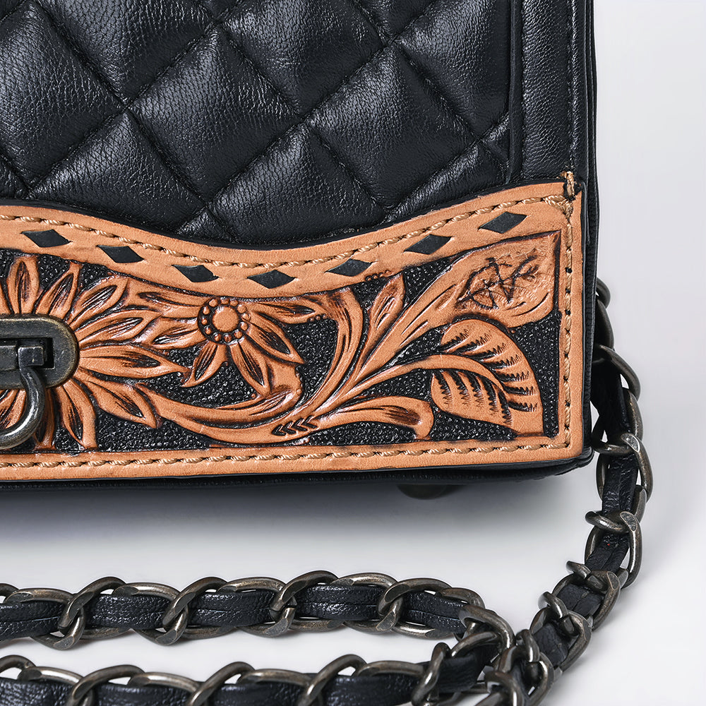 Sadie - Black Quilted Leather Crossbody