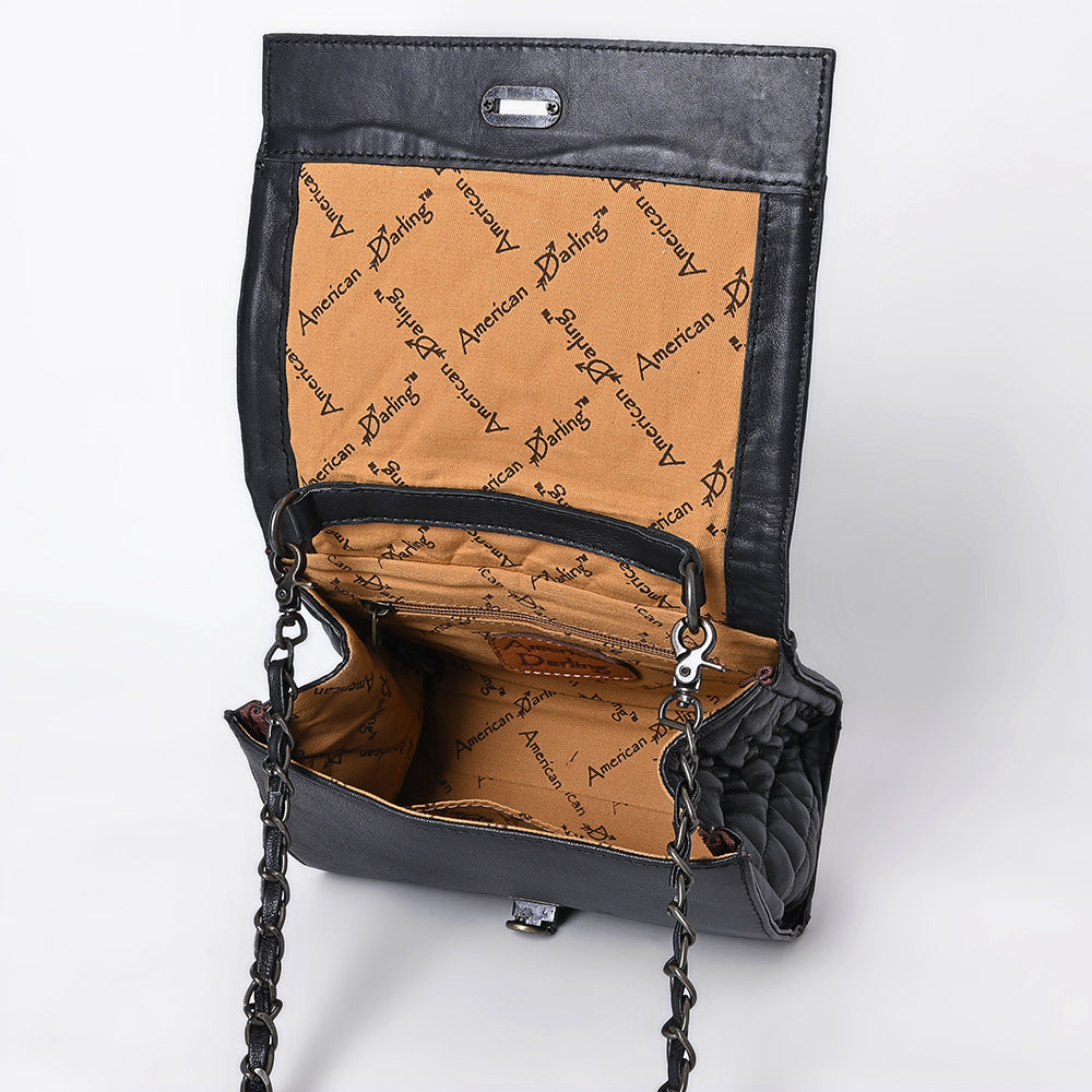 Sadie - Black Quilted Leather Crossbody