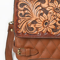 Penny - Tan Quilted Leather Crossbody