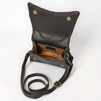 Elle - Dark Brown Leather Cowhide Crossbody/Clutch