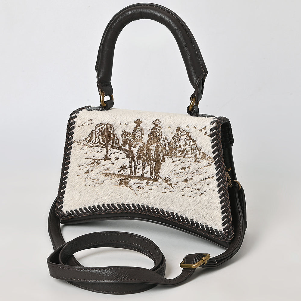 Elle - Dark Brown Leather Cowhide Crossbody/Clutch