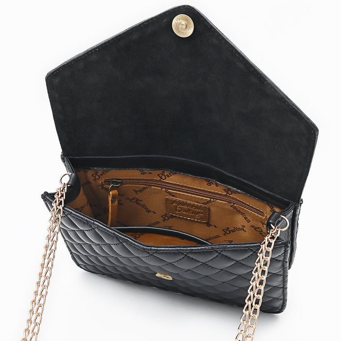 Dakota - Black Quilted Leather Crossbody