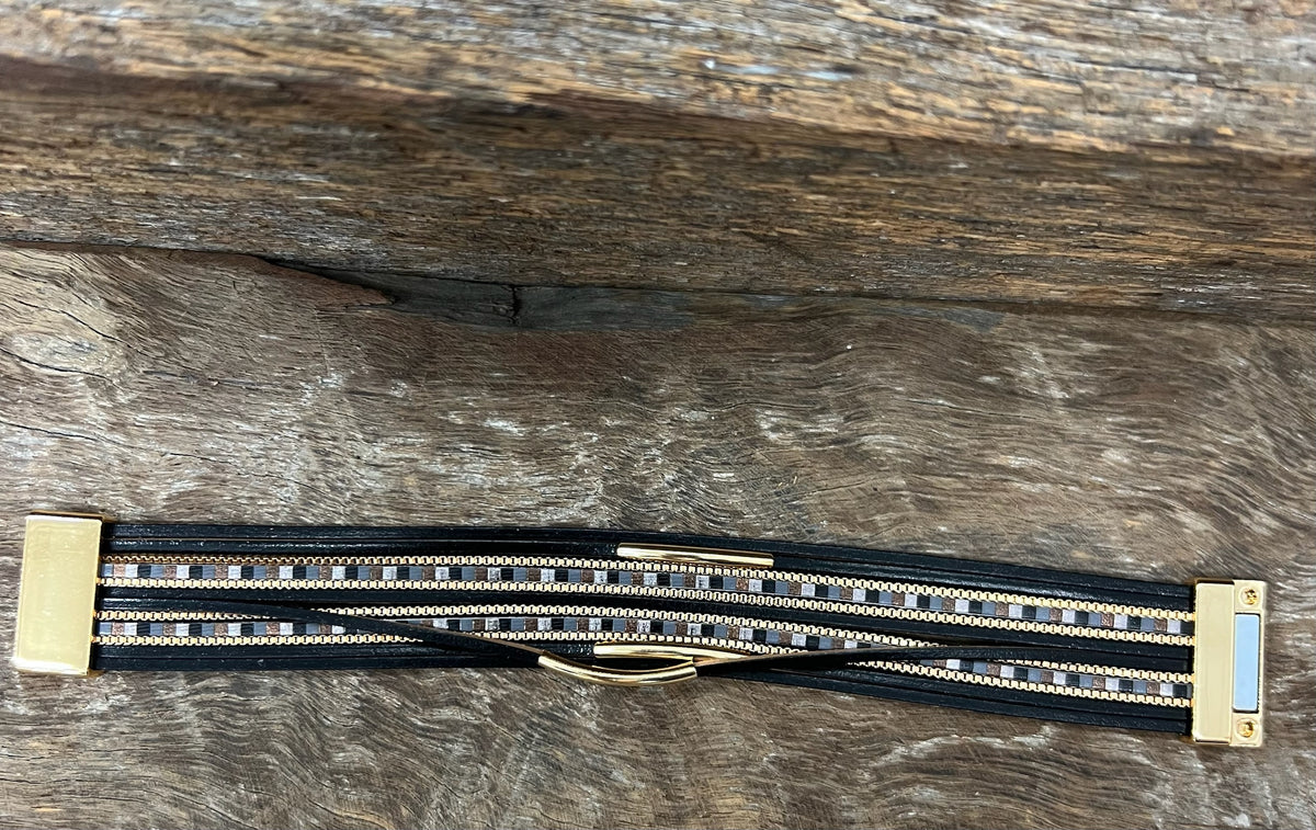 Multi Strand Magnetic Bracelet - Black