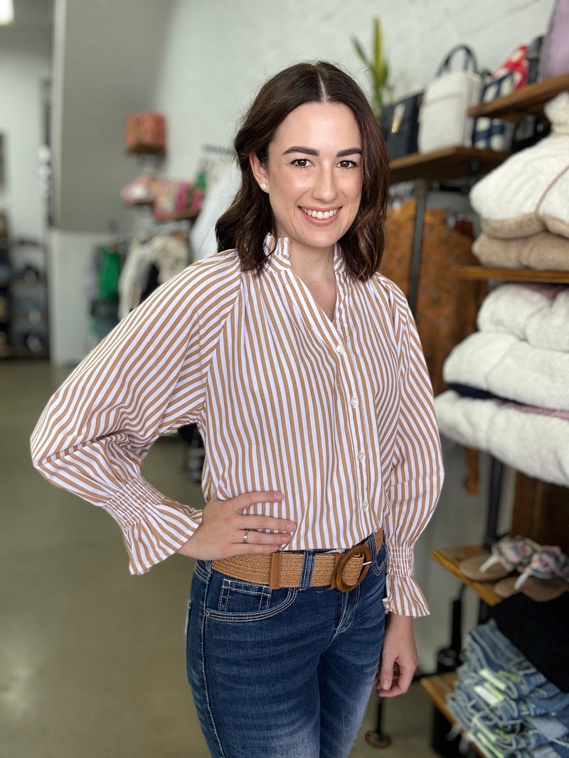 Rylan Top - Beige Stripe