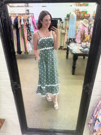 Sagey Maxi Dress - Sage Polka Dot