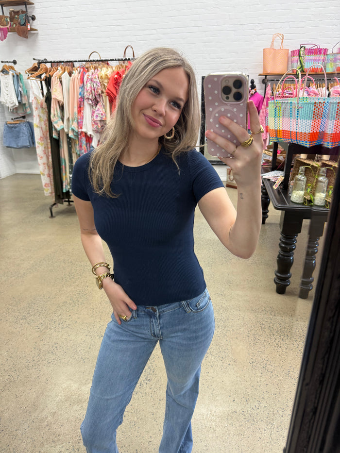 Eve Rib Baby Tee - Navy
