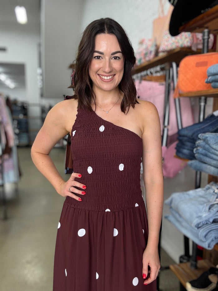 Ronnie Maxi Dress - Berry Wine Polka Dot