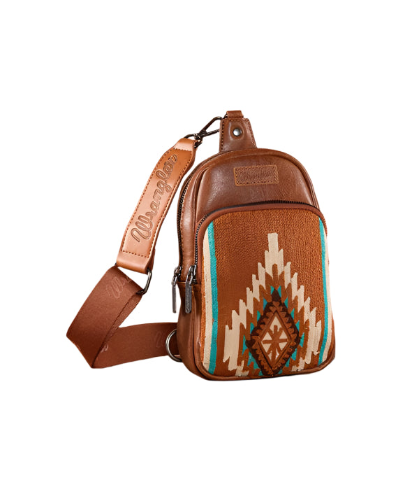 Wrangler Aztec Knitted Crossbody - Brown (WG174-210BR)
