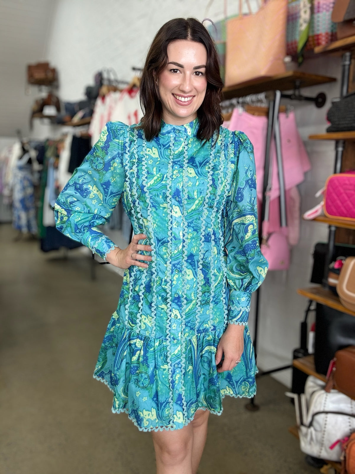 Beth Mini Dress - Multi Green