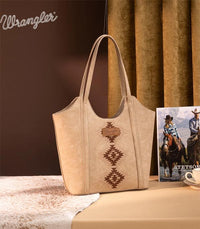 Wrangler Aztec Embroidered Tote Bag - Tan (WG218-8250TN)
