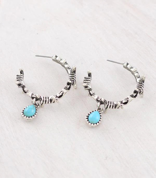 Western Earrings - Half Hooped Barbed Wire