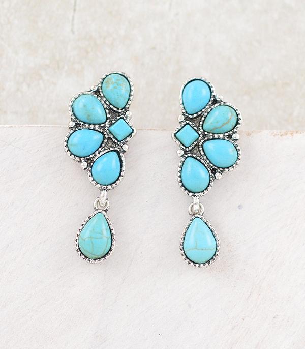 Western Earrings - Turqouise Drop