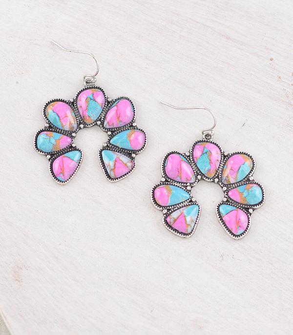 Western Earrings - Multi Coloured Turqouise