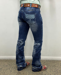Cowgirl Tuff Jeans - Turquoise Boot Stitch