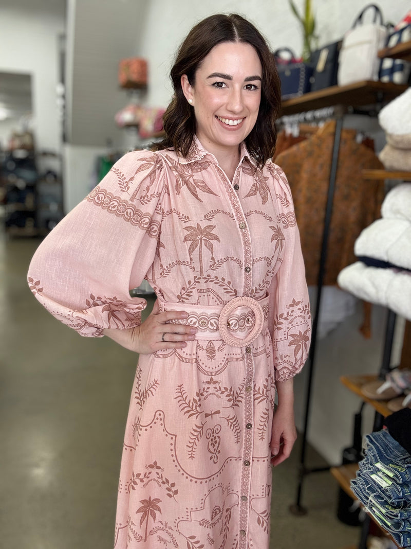 Xander Maxi Dress - Peach Palm