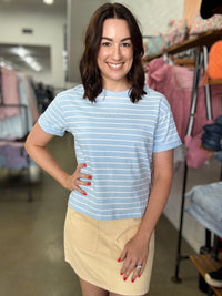 AAE Washed Tee - Ocean Blue Stripe