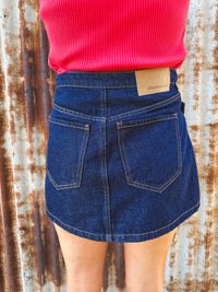 Lenni Mini Skort - Dark Wash Denim