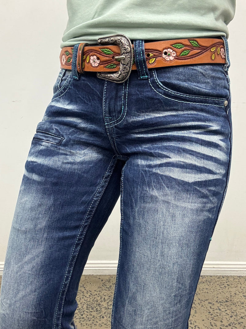 Cowgirl Tuff Jeans - Turquoise Boot Stitch