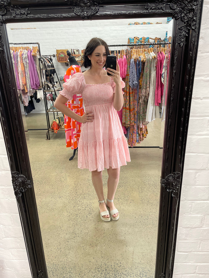 Jenna Dress - Pink & Red Gingham